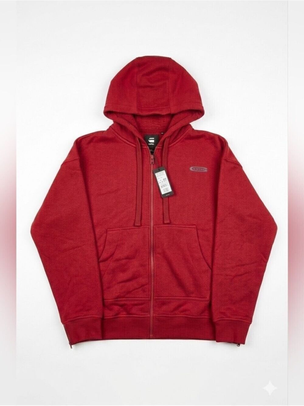 G-Star Raw Multi Zip Thru Loose Hooded Sweater, Red, XL, NWT